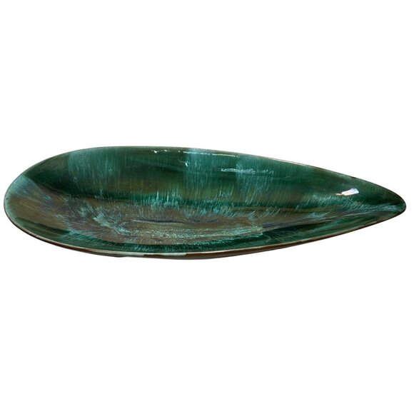 CCC Pottery Centerpiece Bowl 20.5" Elongated Atomic MCM Green Black Canada - Picture 1 of 12